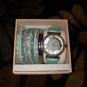 Studio Time Women’s Crystal Watch & Bracelet Set